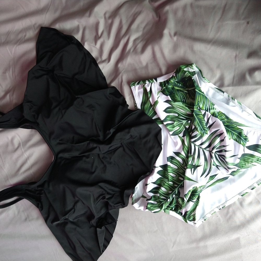 Patpat sz sm plant print 2 piece swim suit